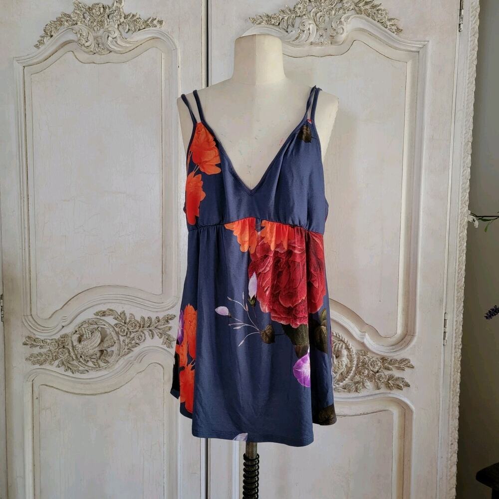 Soma Cami Camisole Fabulous Stretchy Lightweight Floral "Cool Nights" XL